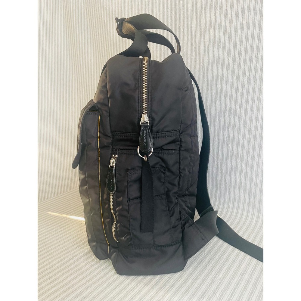 Dr. Martens Black Nylon Quilted Backpack Yellow Lining AirWair Logo Bag - Picture 2 of 14